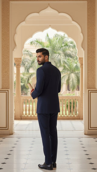 Navy Blue Bandhgala Suit