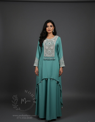 Teal green  Indo-Western