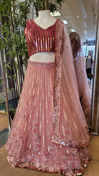 Allover Thread sequence embroidery lehenga