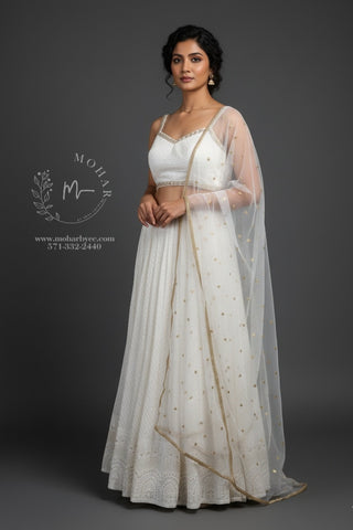 White Embroidered Lehenga Choli Set