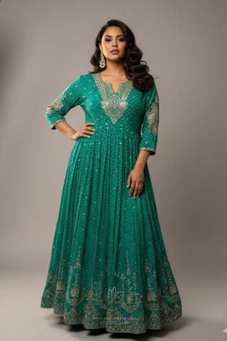Green Anarkali Gown-Style