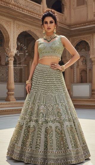 Sea Green Net Lehenga