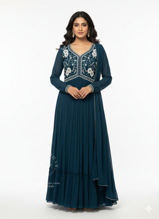 Navy Blue Anarkali Gown-Style