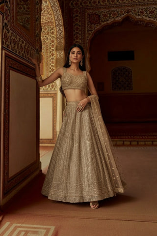 Luxurious Golden Embroidered Lehenga Set