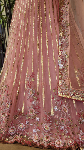 Allover Thread sequence embroidery lehenga