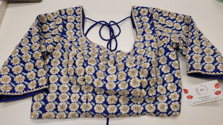 Allover floral thread embroidery blue blouse