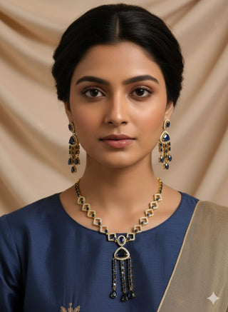 Elegant royal blue Party Wear Necklace Set