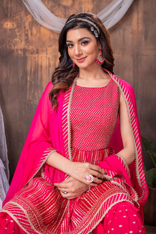 Hot pink sharara set