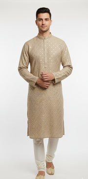 Golden Beige Sequin Embroidered Kurta