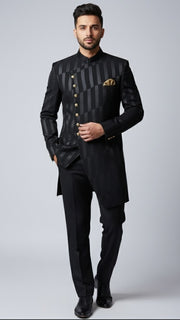 Black Striped Indo-Western Sherwani
