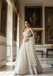 Ivory White Embroidered Bridal Lehenga Set