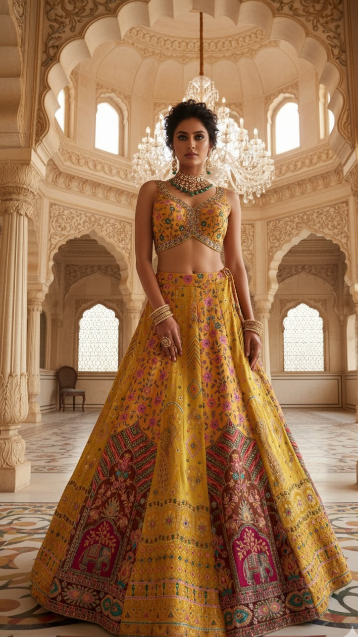 Multicolor Ombre Bridal Lehenga Set - Vibrant Traditional Elegance