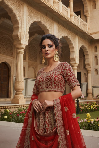 Regal Maroon Sequin Embroidered Bridal Lehenga Set
