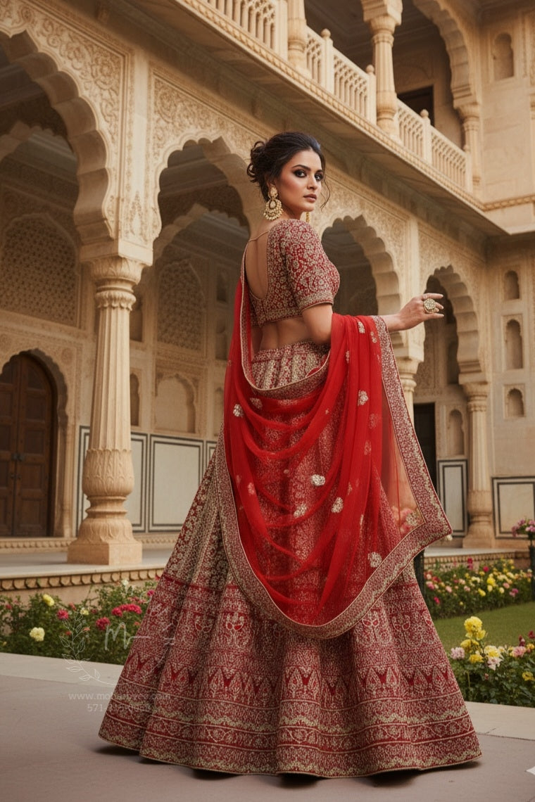Regal Maroon Sequin Embroidered Bridal Lehenga Set