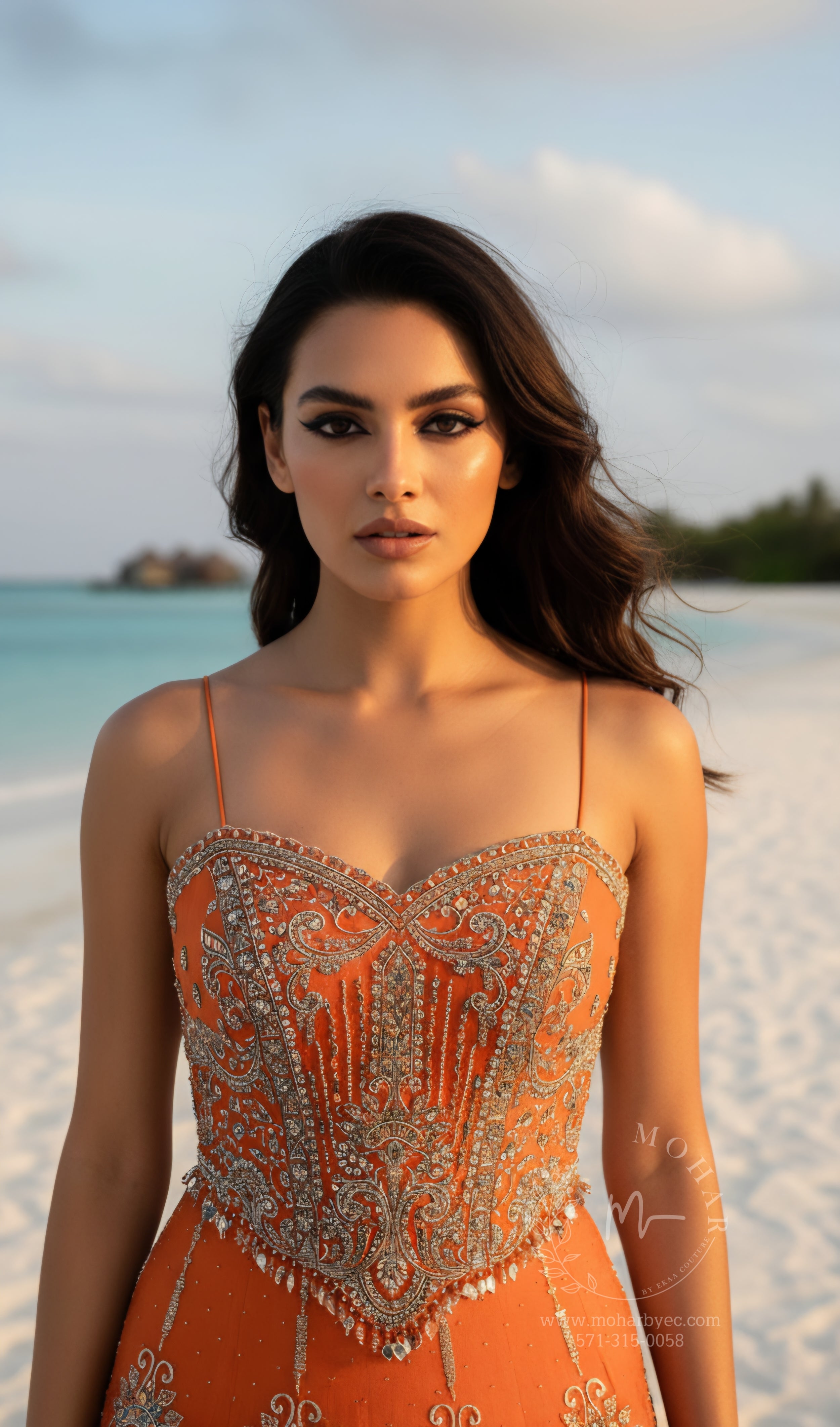 Orange Corsette Blouse Silk Lehenga