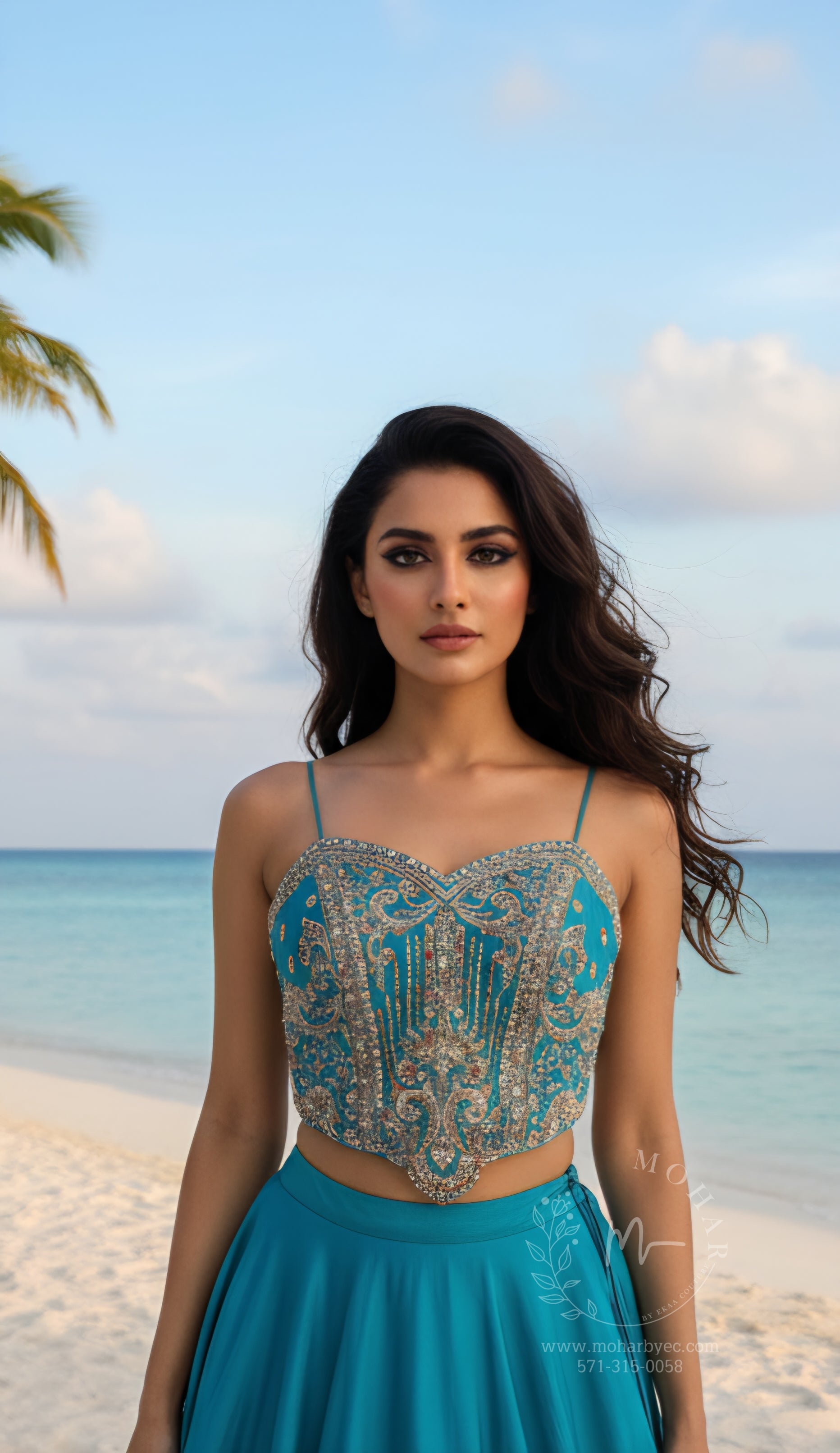 Turquoise Corsette Lehenga