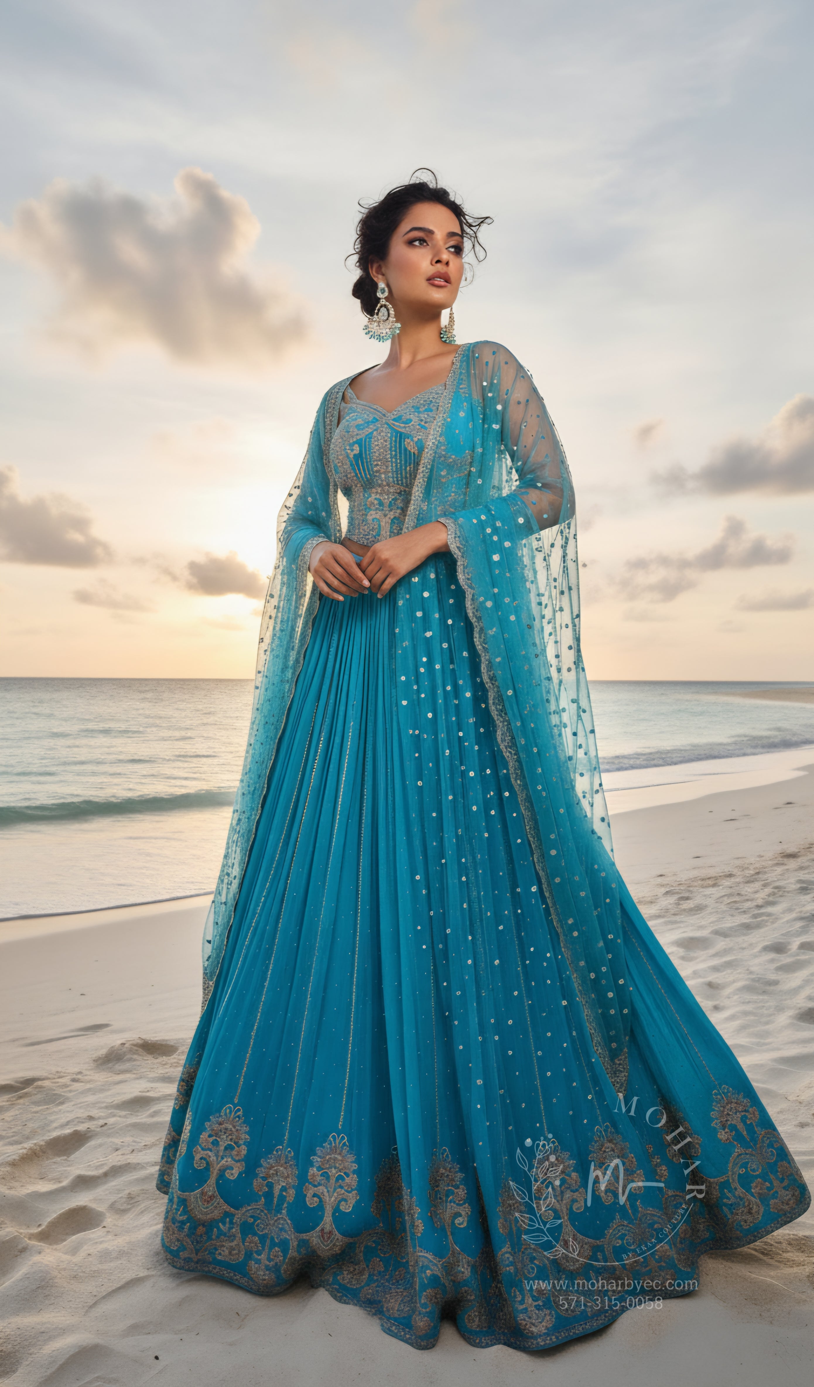 Turquoise Corsette Lehenga