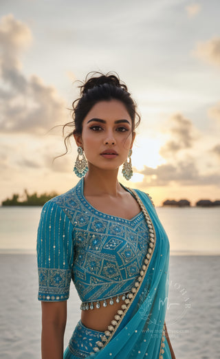 Turquoise Blue Georgette Lehenga Choli