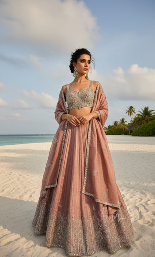 Rose Gold Embellished Lehenga Choli