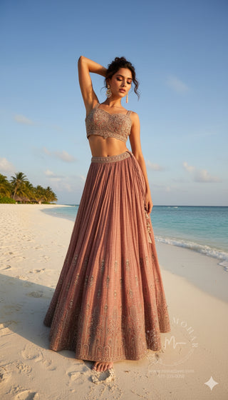 Rose Gold Embellished Lehenga Choli