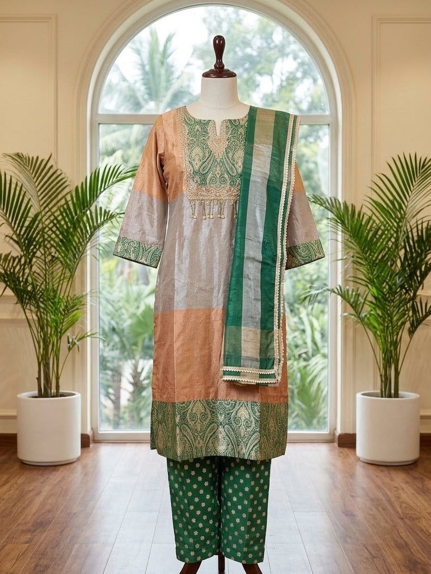 Peach Green Evening Suit