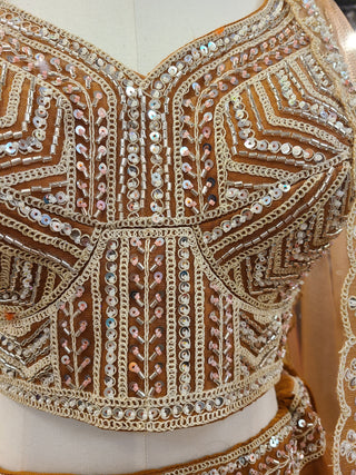 Beige-Mustard-Gold Floor-Length Gown