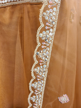 Beige-Mustard-Gold Floor-Length Gown