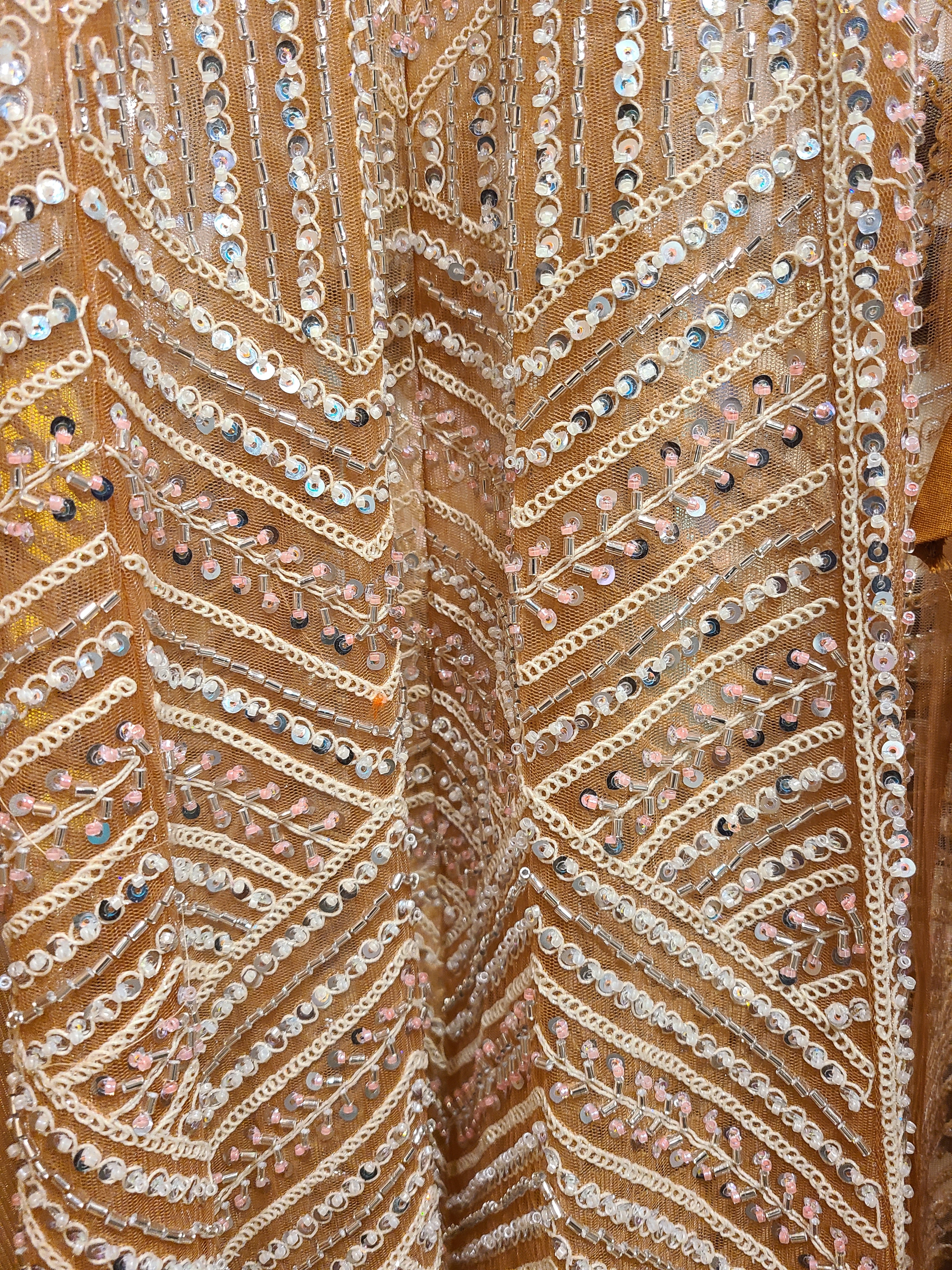 Beige-Mustard-Gold Floor-Length Gown