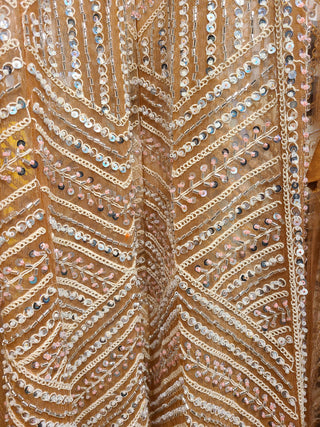 Beige-Mustard-Gold Floor-Length Gown