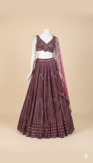 Regal Wine Burgundy Embellished Lehenga Set