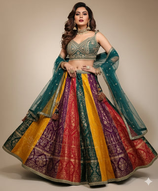 Vibrant Multicolor Striped Lehenga Set