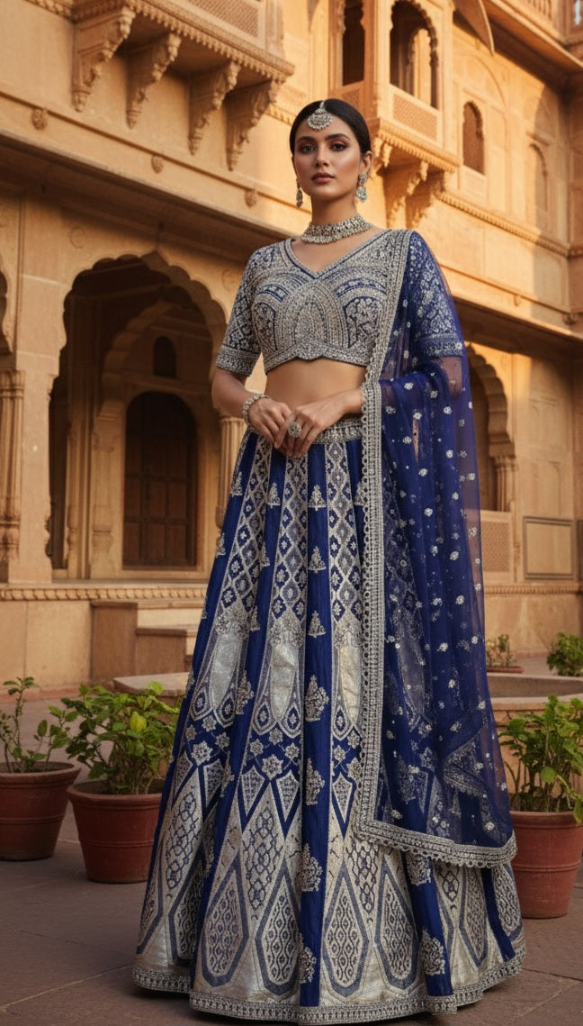 Majestic Royal Blue Lehenga Choli Set