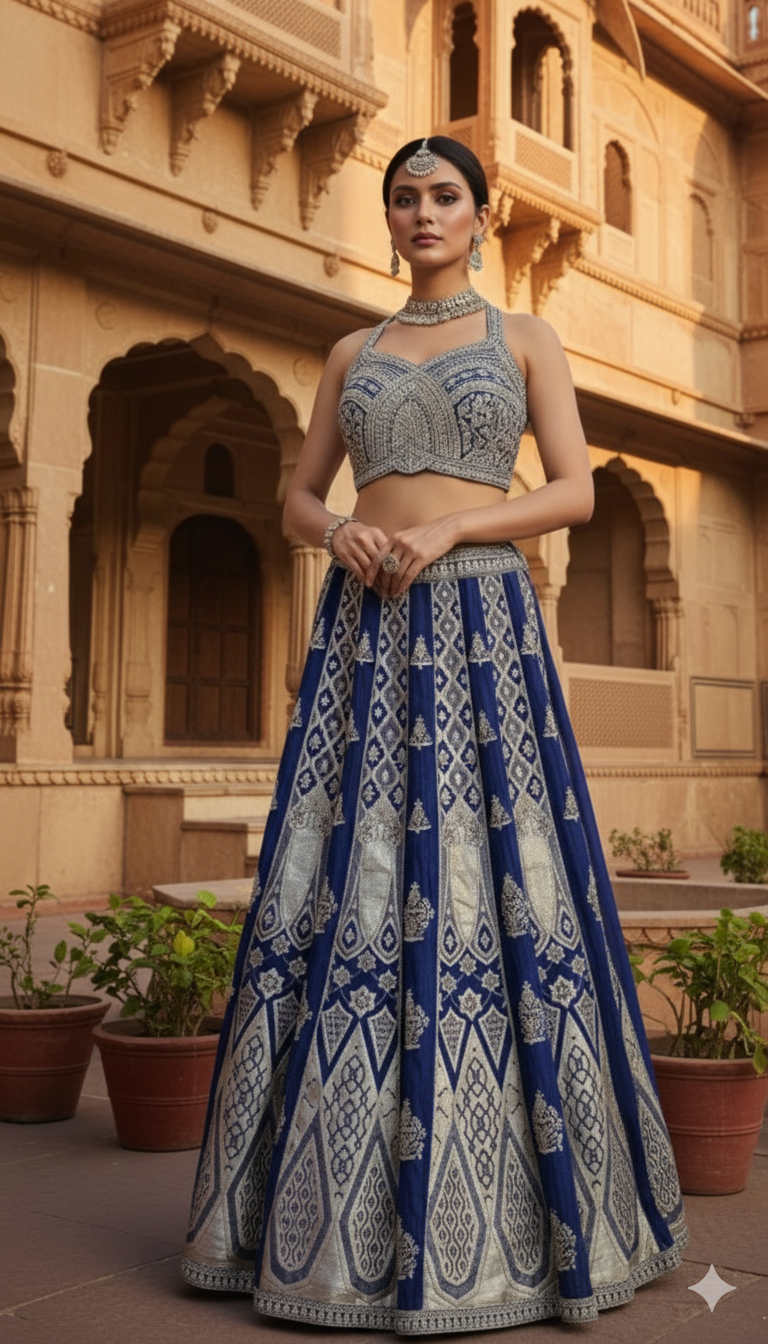 Majestic Royal Blue Lehenga Choli Set