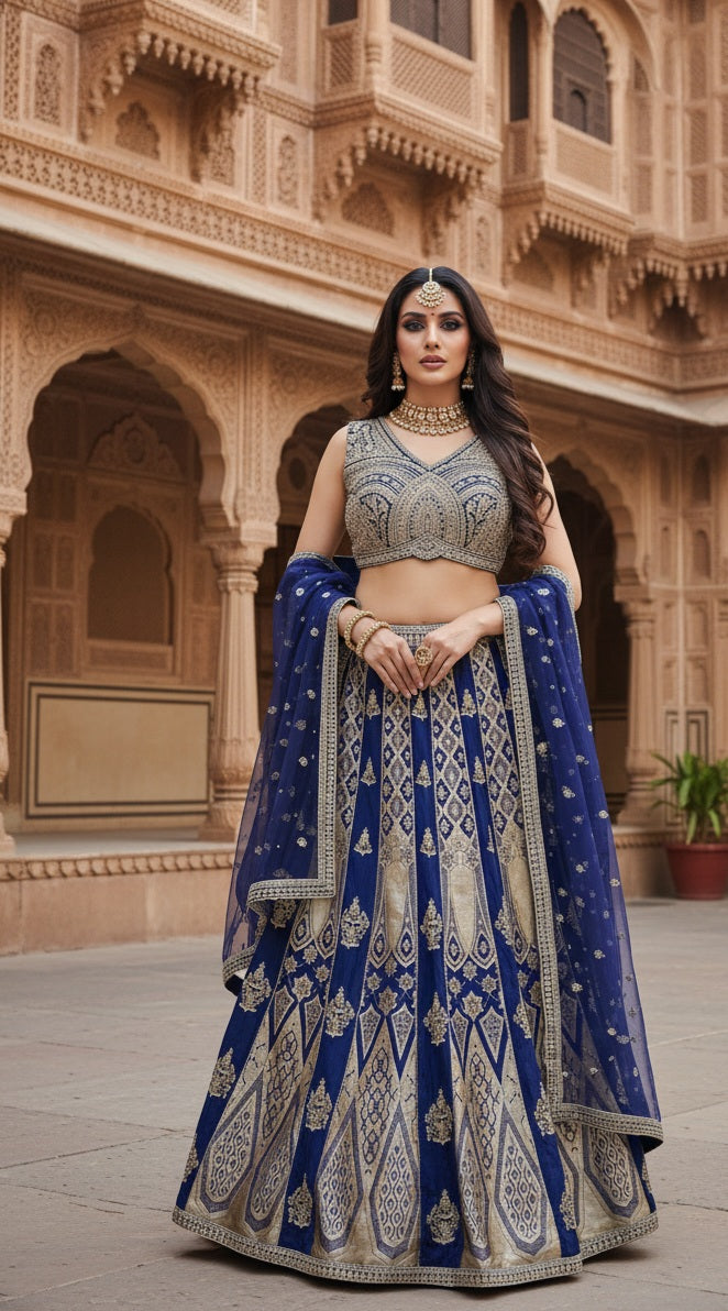 Majestic Royal Blue Lehenga Choli Set