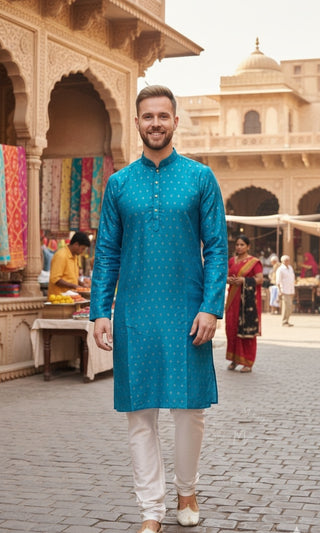 Turquoise Embroidered Kurta