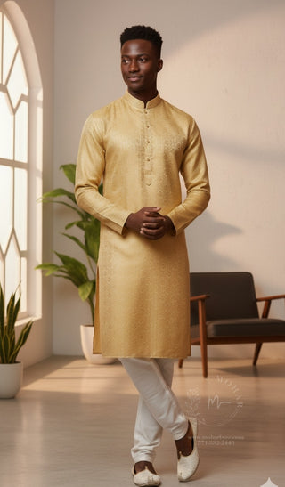 Golden Yellow Embroidered Kurta
