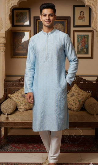 Light Blue Embroidered Kurta