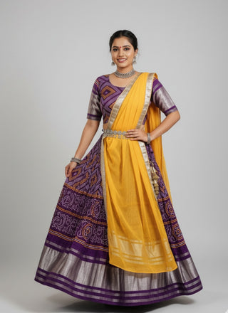 Purple & Mustard Lehenga Choli Set