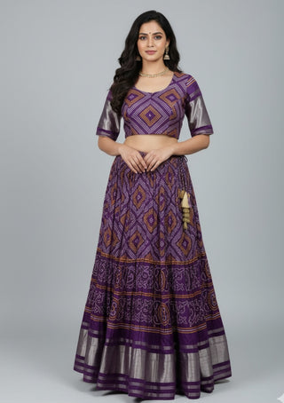 Purple & Mustard Lehenga Choli Set