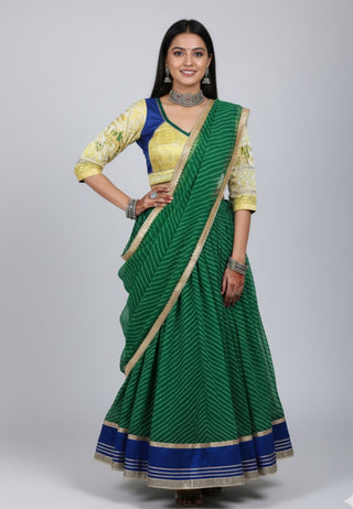 Emerald Green & Gold Lehenga Choli Set