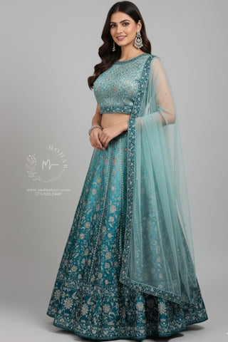 Emerald Green & Gold Lehenga Choli Set