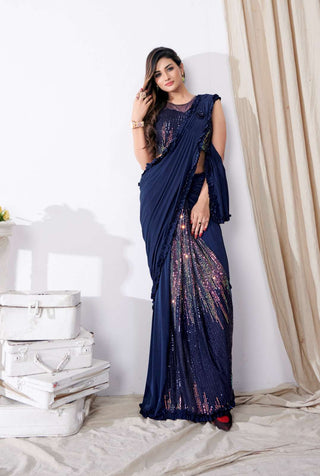 Stitched Ready to Wear Sequin Saree