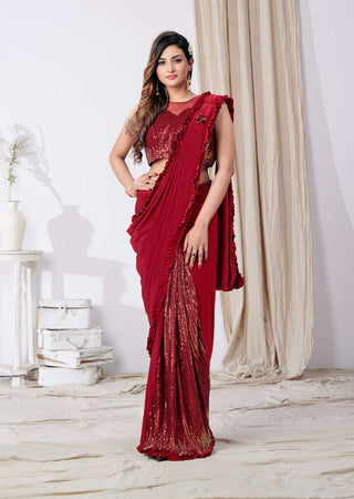 Stitched Ready to Wear Sequin Saree
