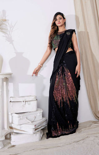 Stitched Ready to Wear Sequin Saree