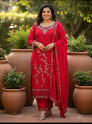Red Embellished Salwar Suit