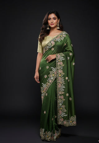 Emerald Green Embellished Saree