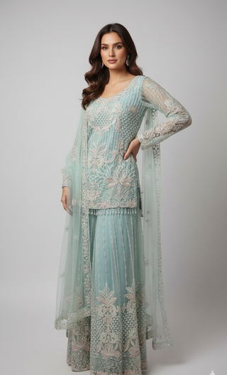 Pastel Aqua Sharara Set