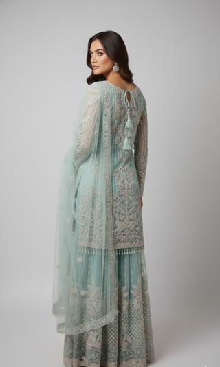 Pastel Aqua Sharara Set