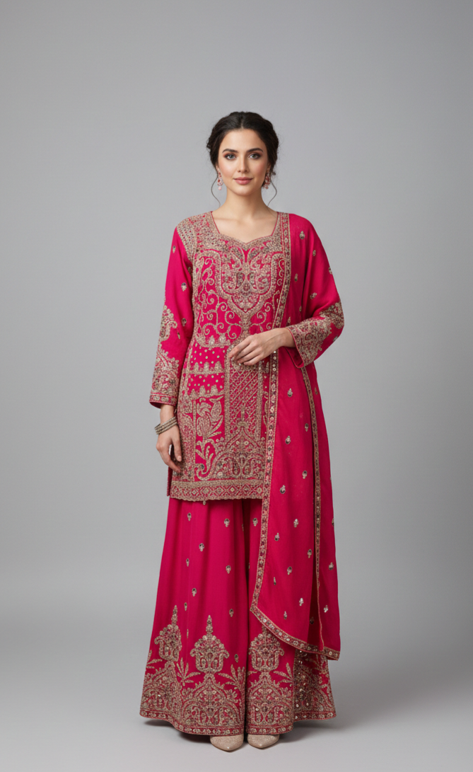 Magenta Pink Sharara Set