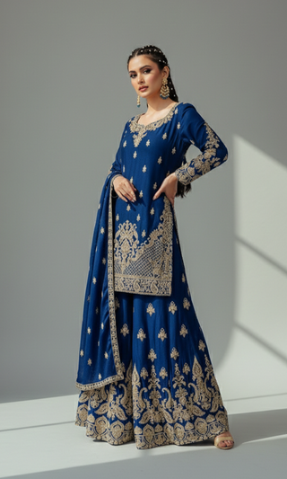Cobalt Blue Sharara Set